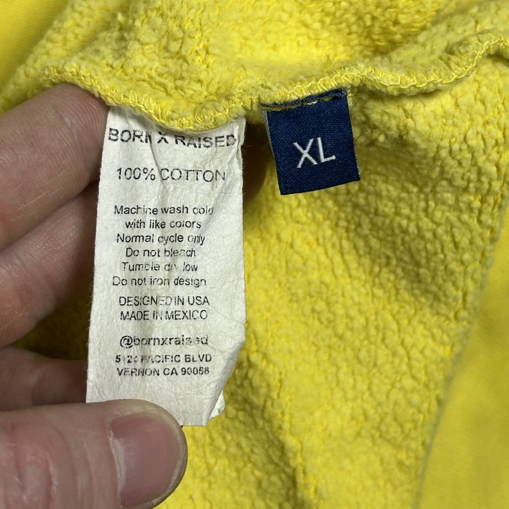Born x Raised Wish You Were Here Yellow Pullover Hoodie Men's Size XL  #2506 - Picture 2 of 11